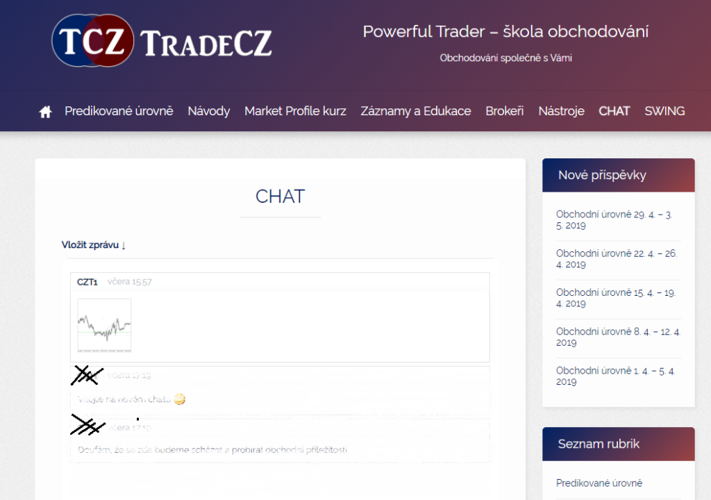 Chat room pro obchodníky