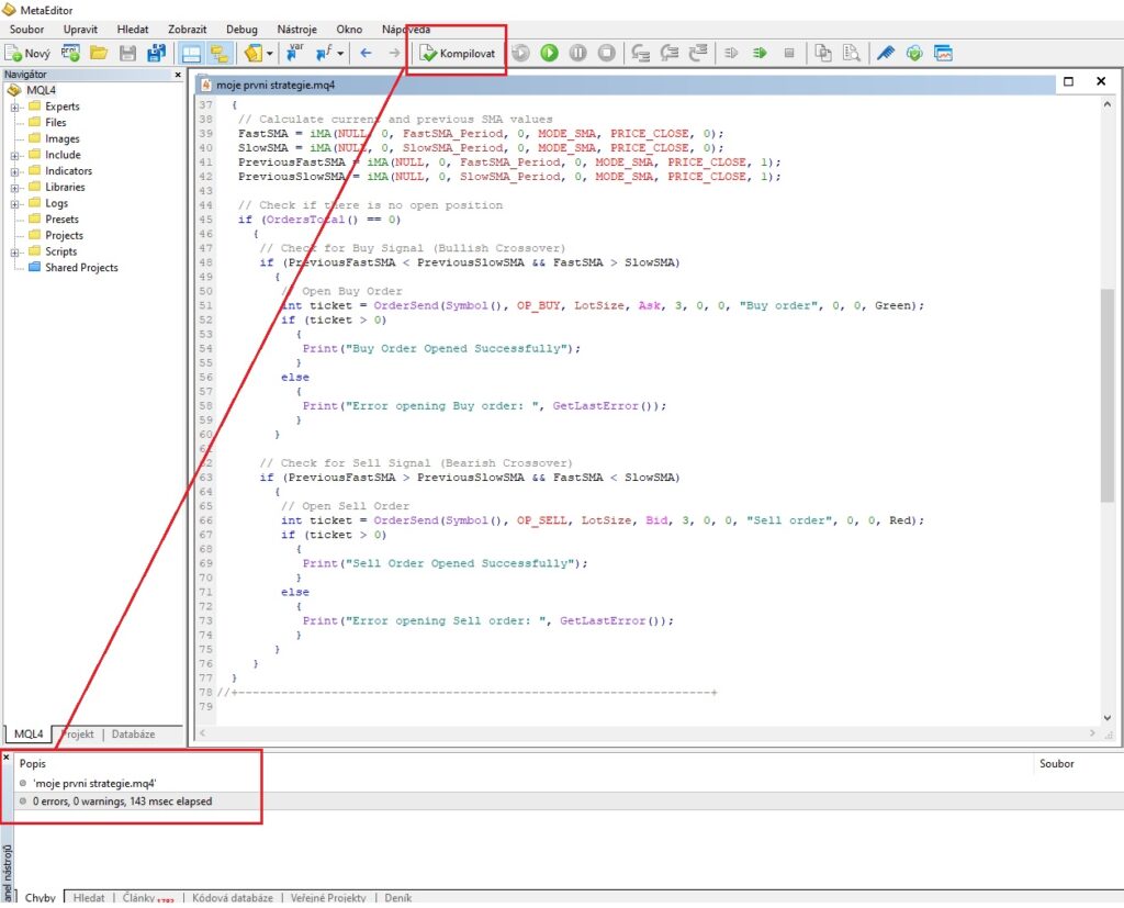 Kompilace obchodní strategie
